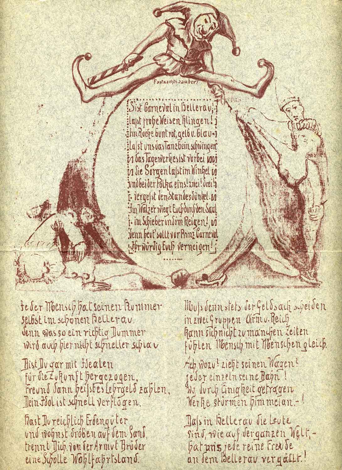 Handgeschriebenes Blatt mit Zeichnung